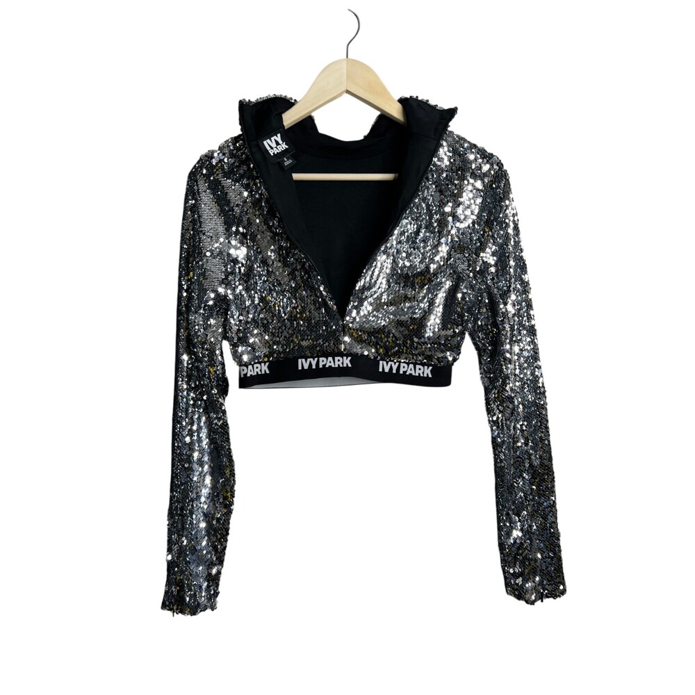 Ivy Park Small Silver Sequin Two Piece Set Crop Top Midi Skirt Beyonce - Picture 5 of 8